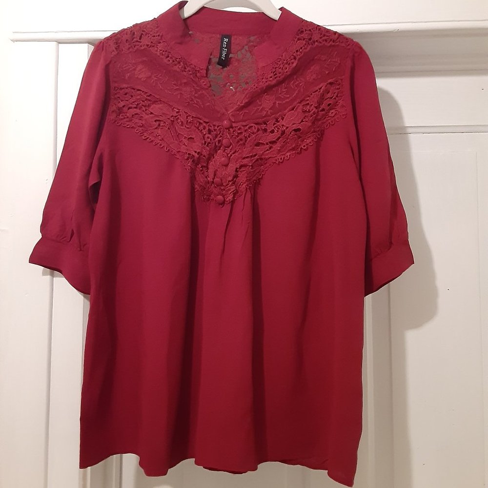 Ren Fiber Blouse, Wine Red